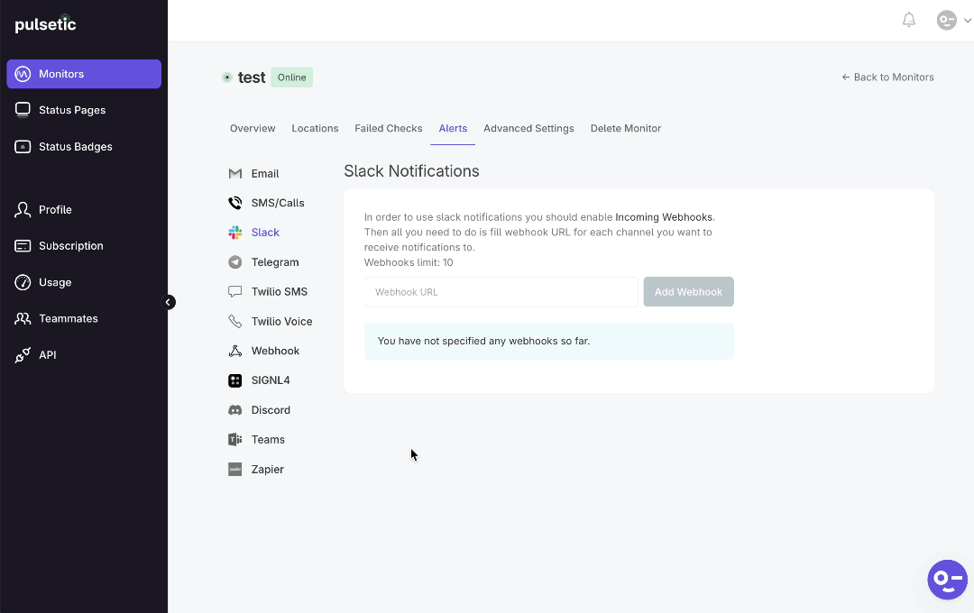 Add Slack Webhook