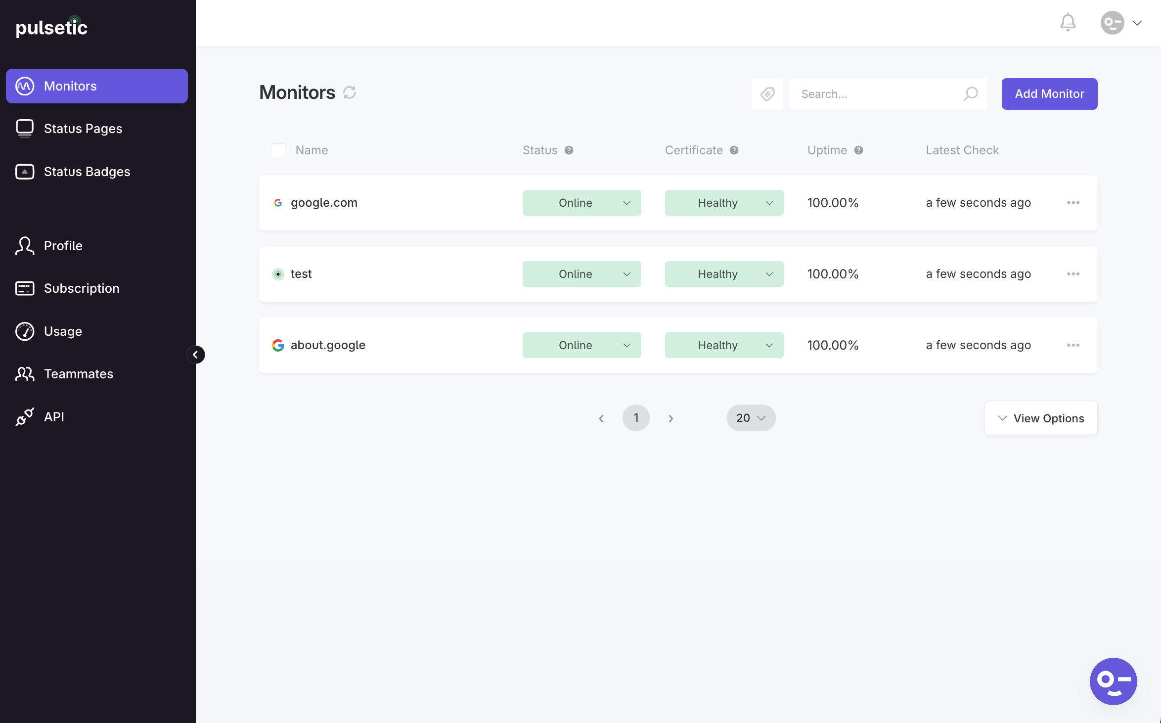 Monitor Dashboard