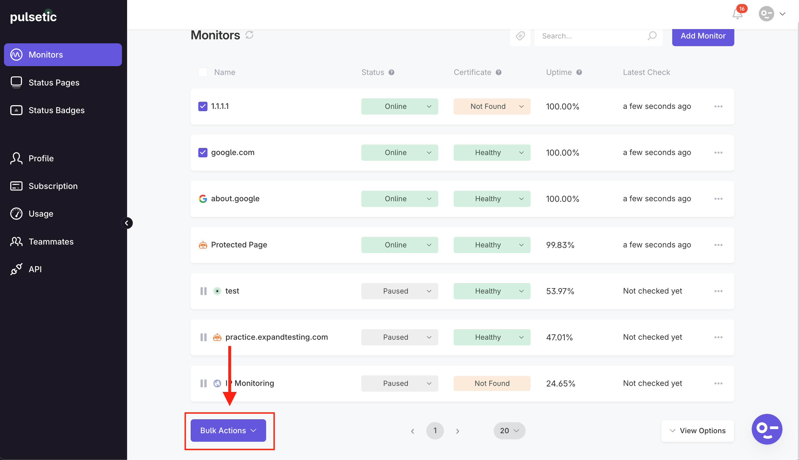 Bulk Actions