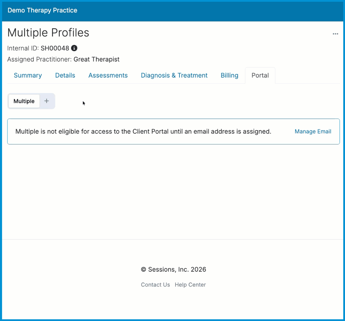 Animated GIF showing the user adding an Existing Contact to the Portal tab.