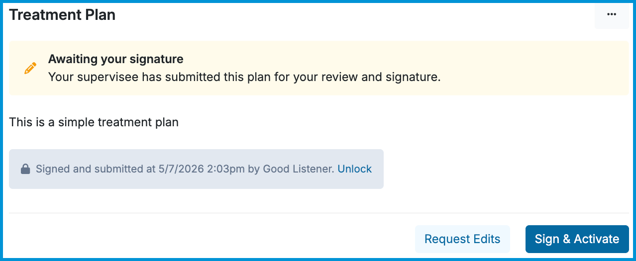 Screenshot showing Unlock, Request Edits, and Sign & Activate buttons.