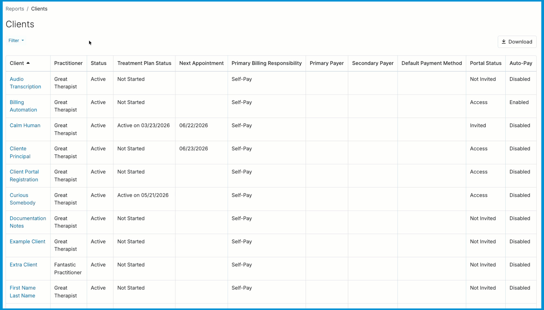 Animated GIF showing the user sorting by column.