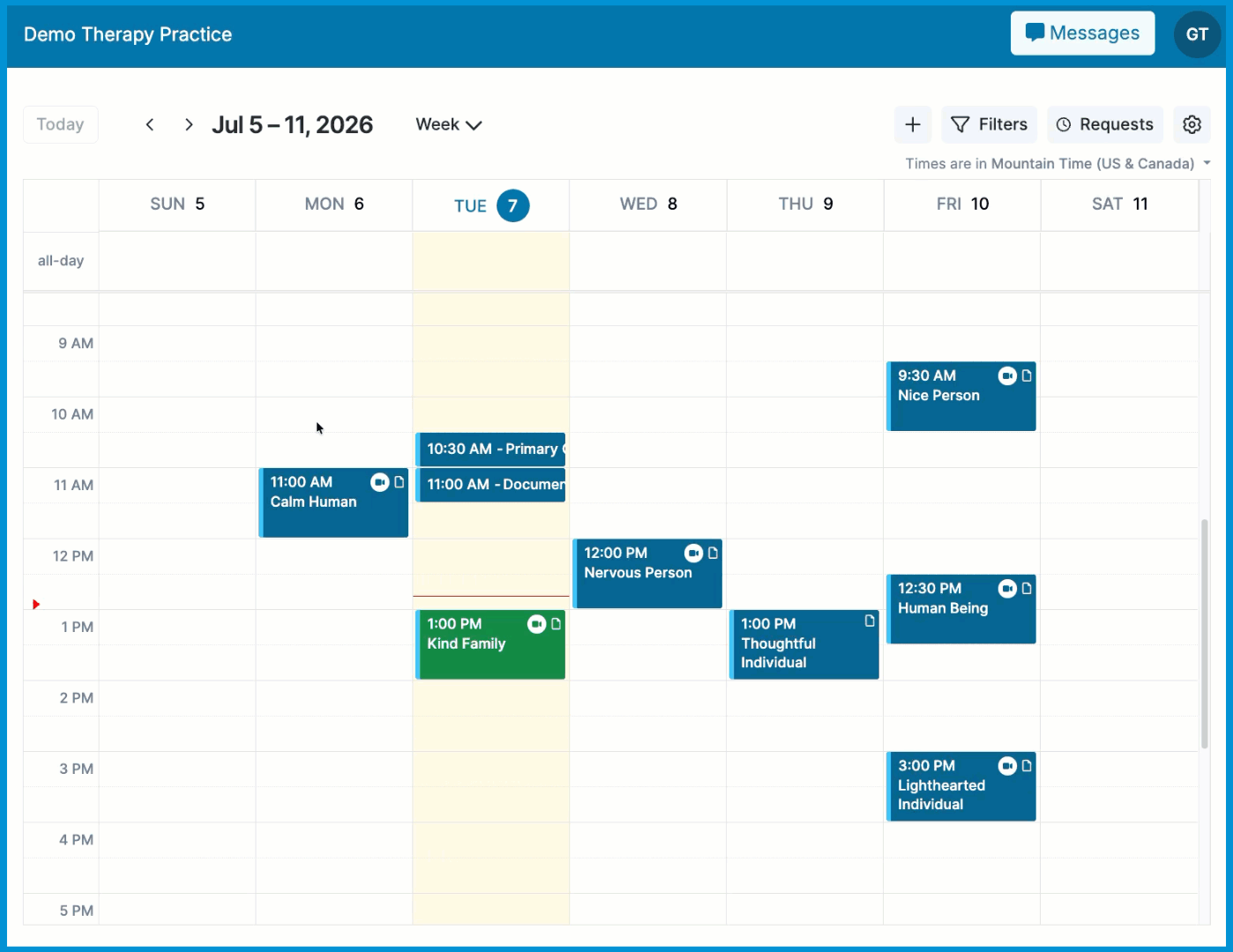 Animated GIF showing the steps to create a client contact note.
