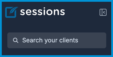 The Global Search bar in the upper-left sidebar of Sessions Health, showing the
