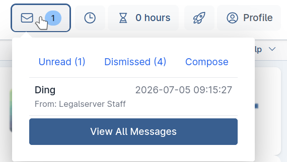 Messages widget expanded in LS5 interface
