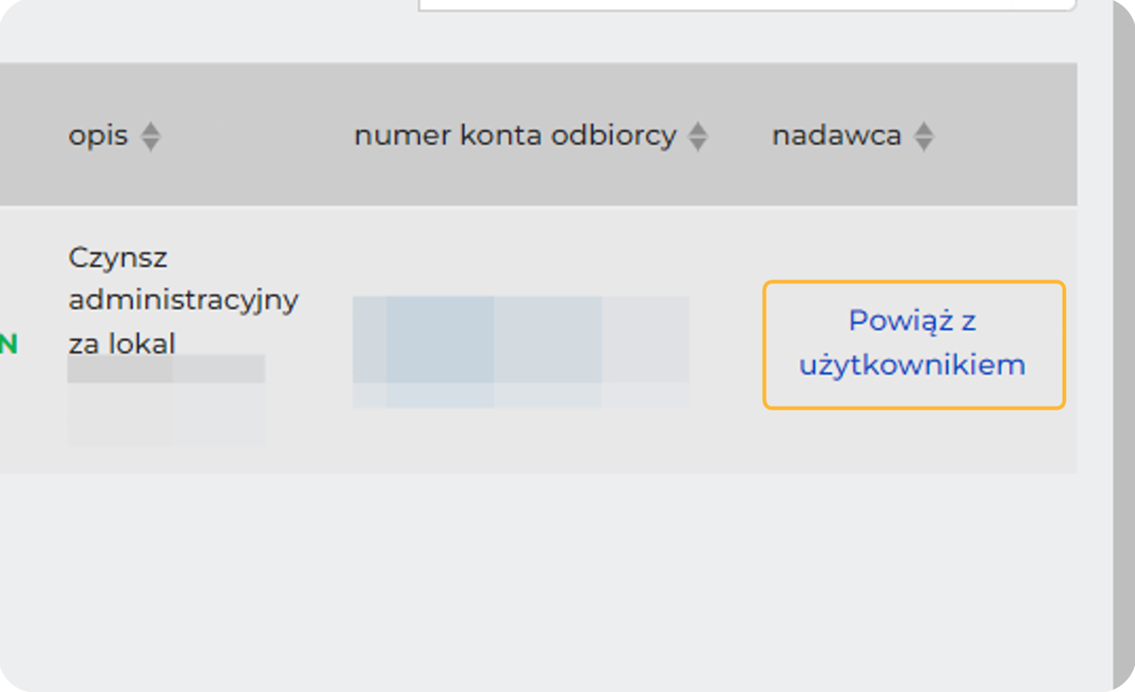 Wiersz wpłaty w zakładce Operacje nieprzypisane z linkiem Powiąż z użytkownikiem