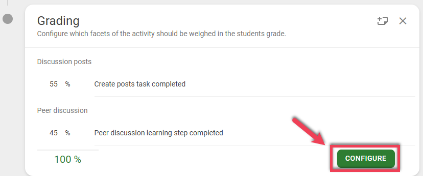 Screenshot showing the Configure button being outlined and pointed out with an arrow