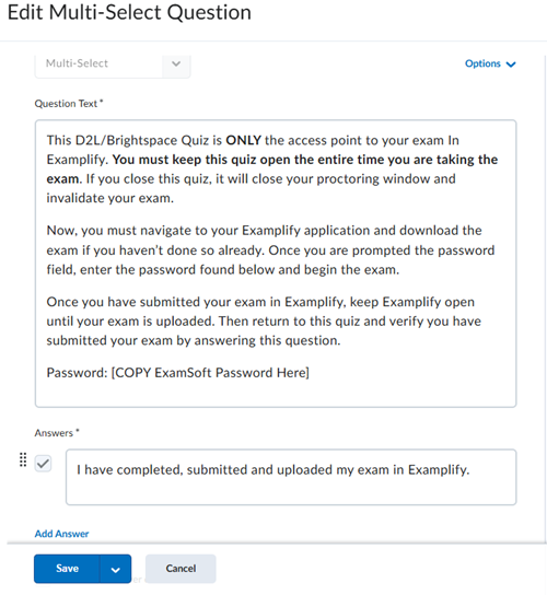Exam question and answer example