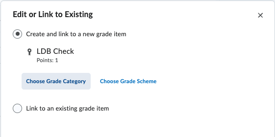 Choose Grade Category for new grade item