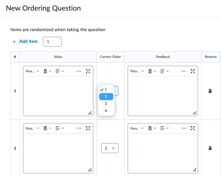 Correct Order drop down menus