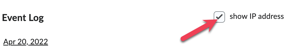 Event log with select box for show IP address
