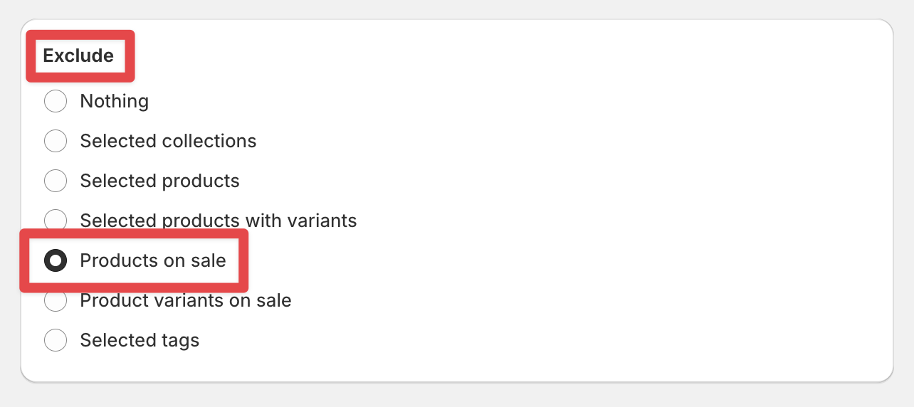 Exclude products on sale