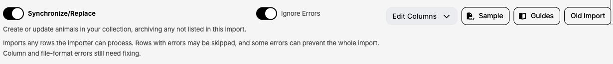 Synchronize/Replace and Ignore Errors enabled, showing their archiving and error-handling explanations.