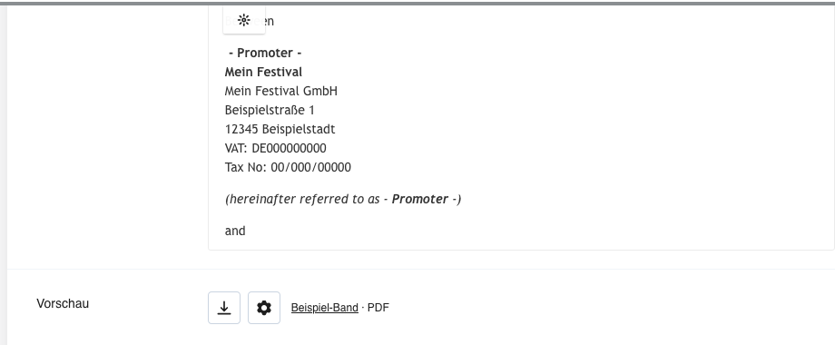 Vorschau-Toolbar unter dem Editor