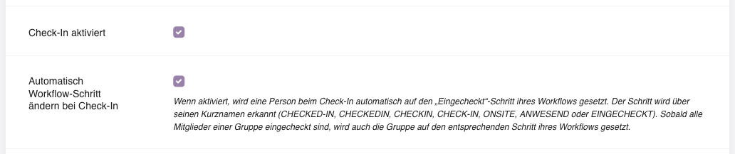 Systemeinstellungen mit aktivierter Option