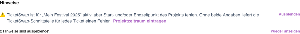 Die Zeile mit den ausgeblendeten Hinweisen am Fuß der Box