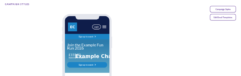 Campaign Styles section in Edit Campaign with the phone preview