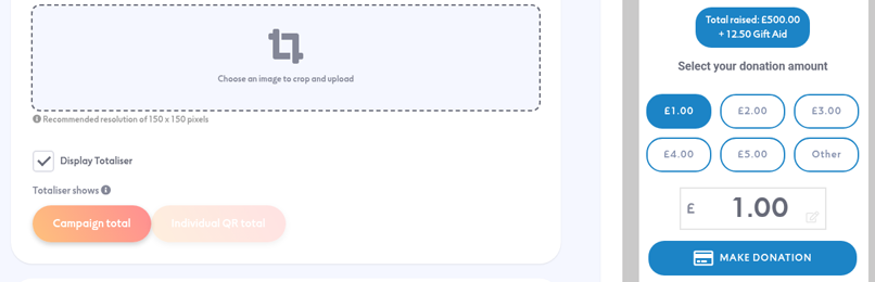 Display Totaliser ticked, with the total shown in the preview