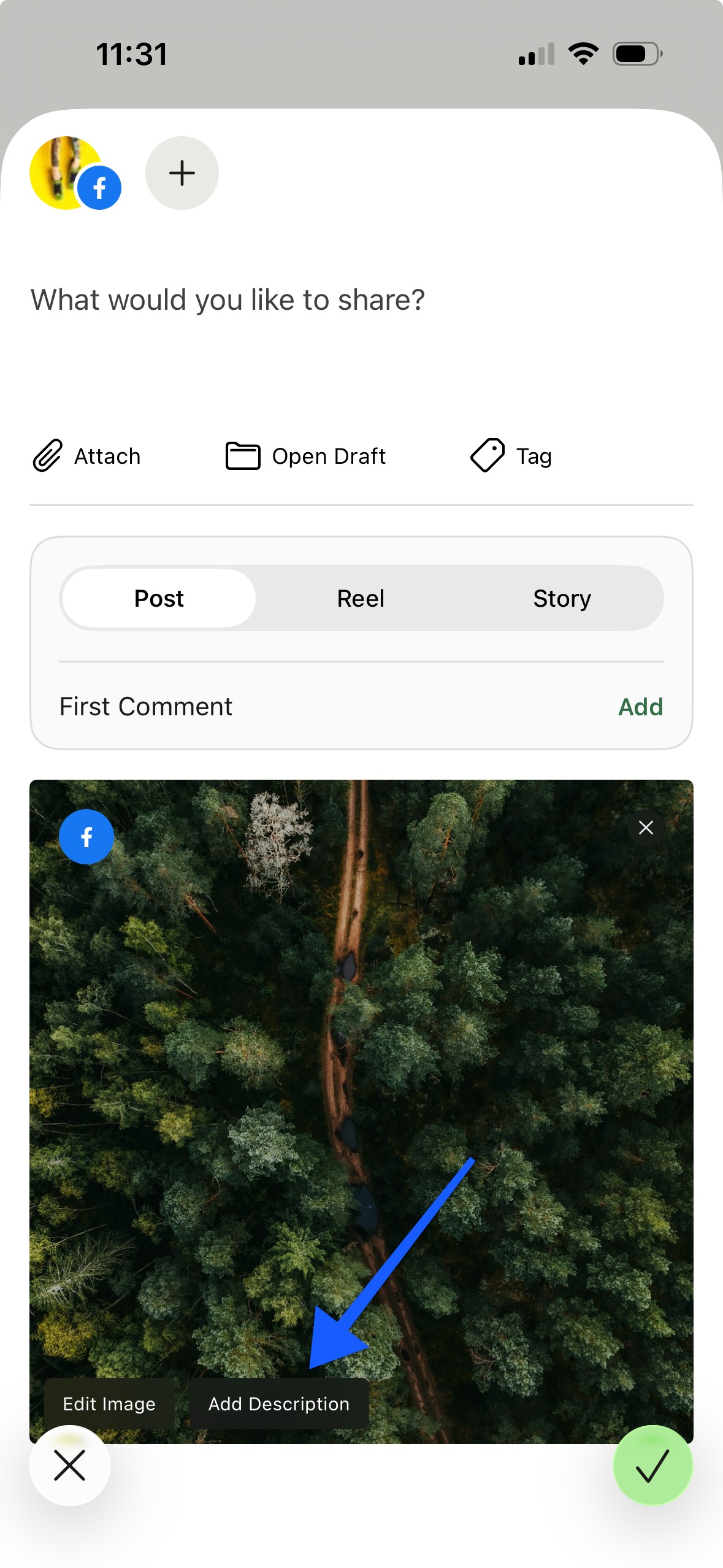 Buffer mobile app - Add Description option for alt text
