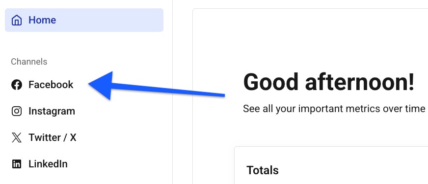 Buffer Analyze - arrow pointing to Facebook on the Home screen