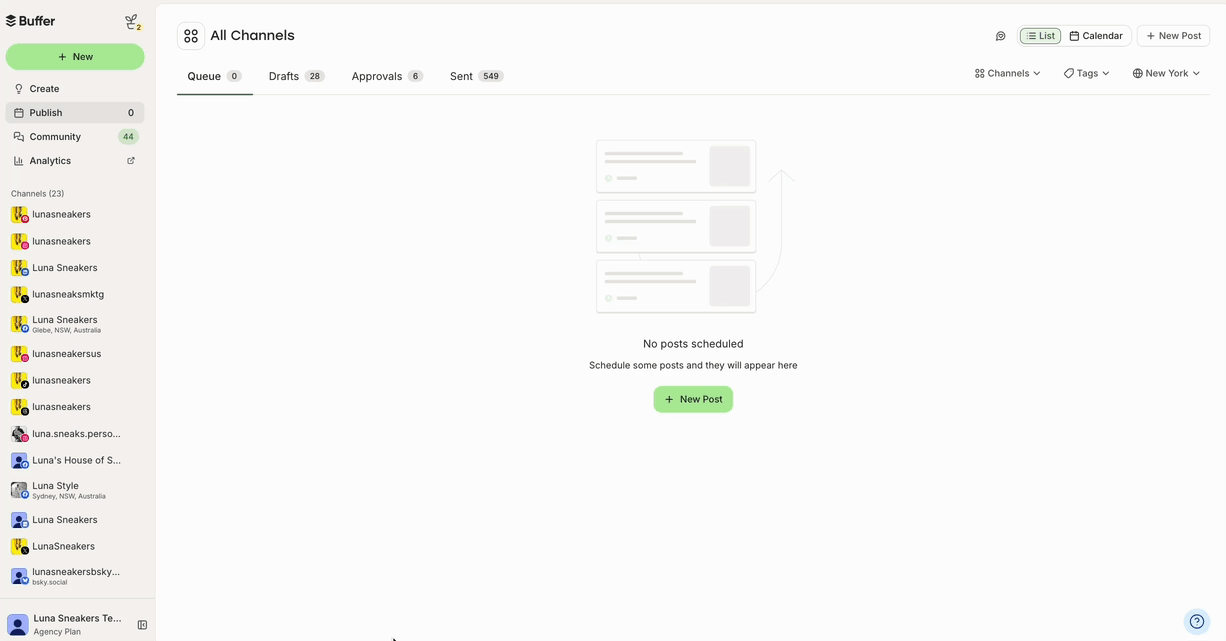 Buffer Publish settings - switch from light to dark mode