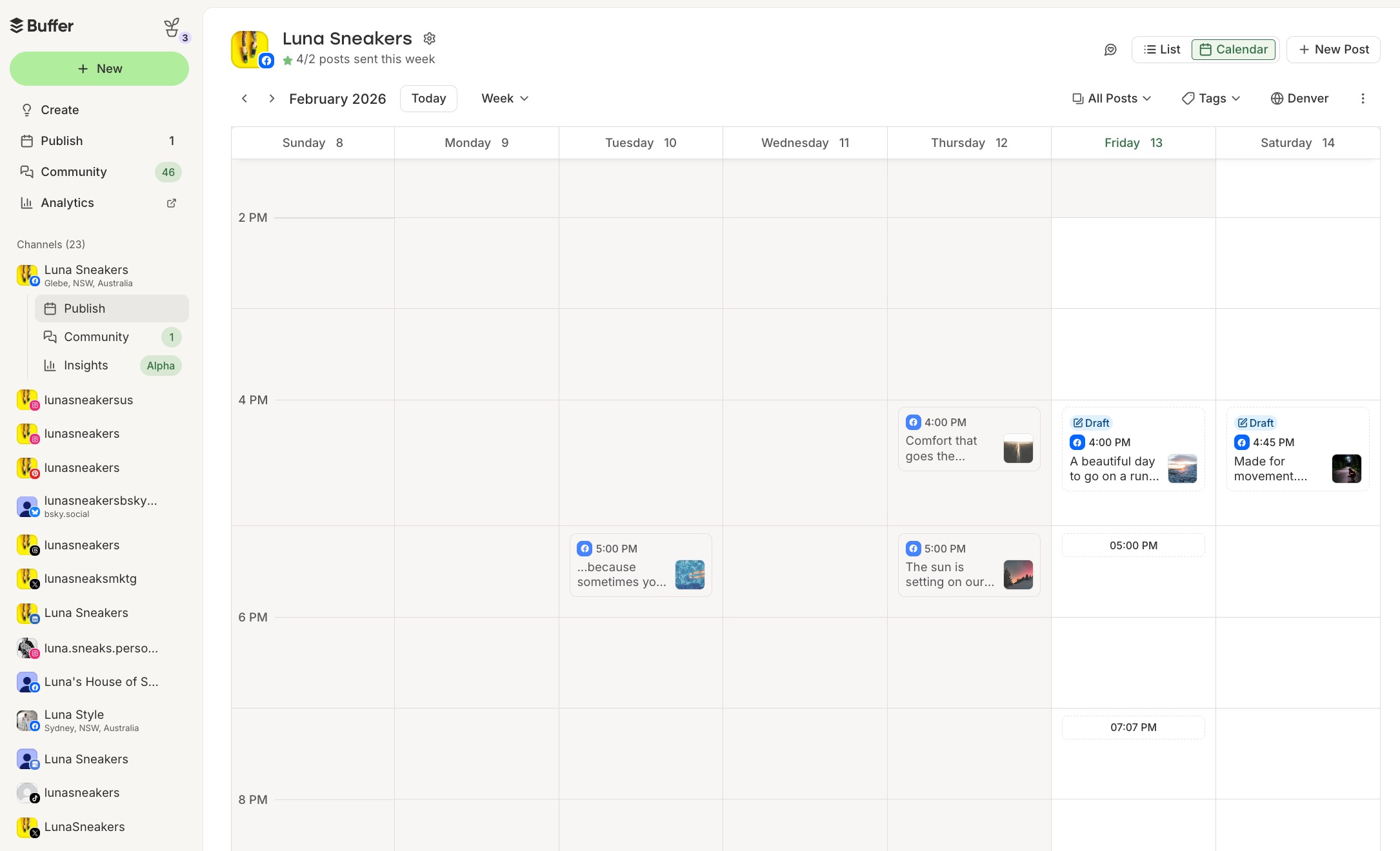 Buffer - Publish calendar with scheduled drafts