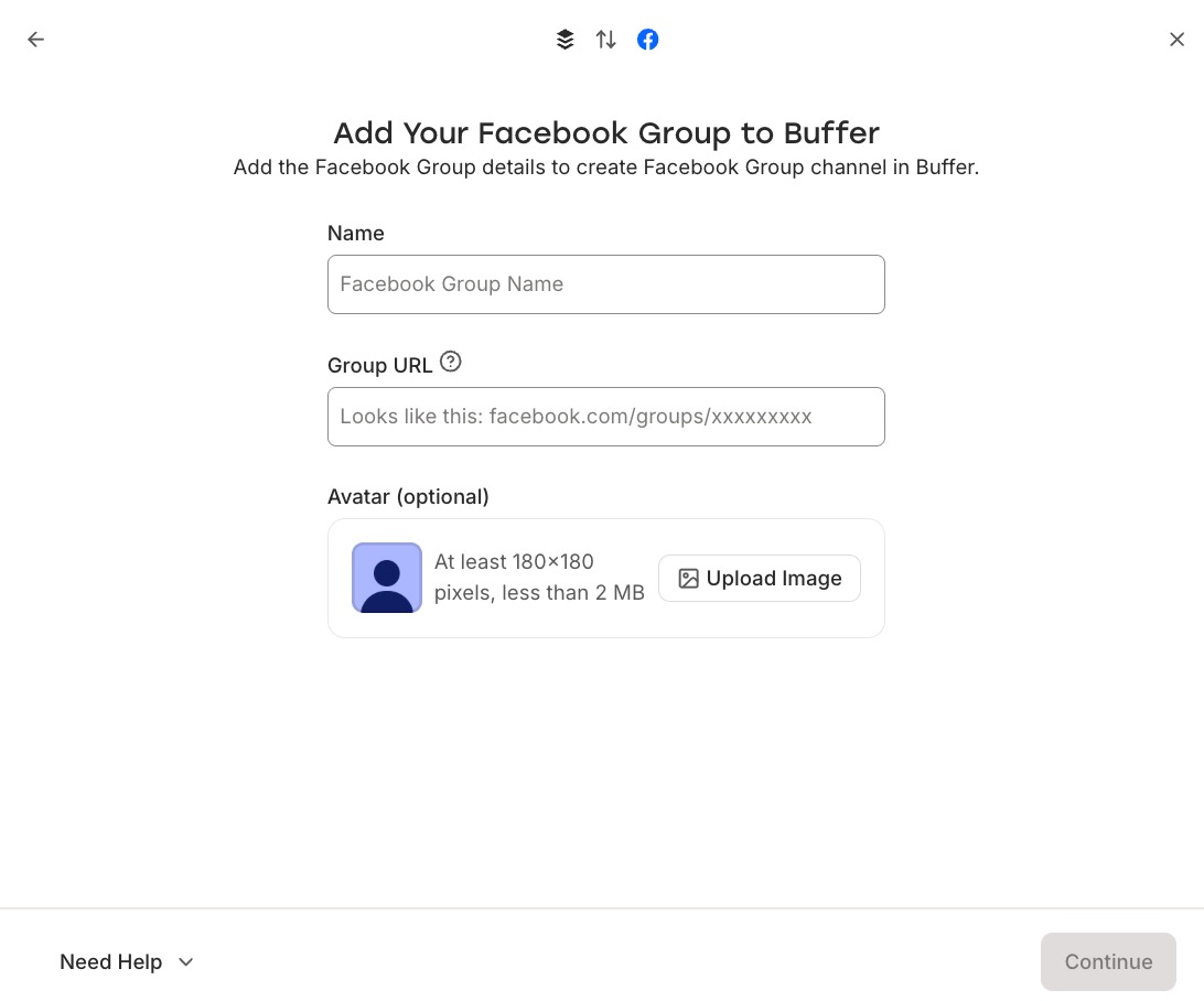 Add your Facebook Group to Buffer screen
