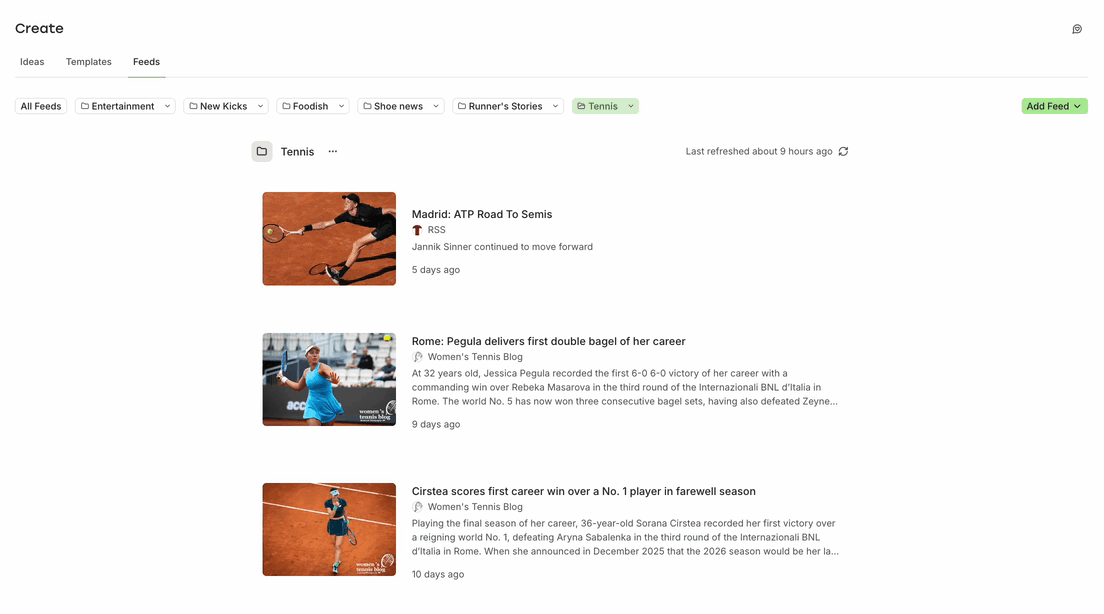 GIF of deleting a feed in Buffer
