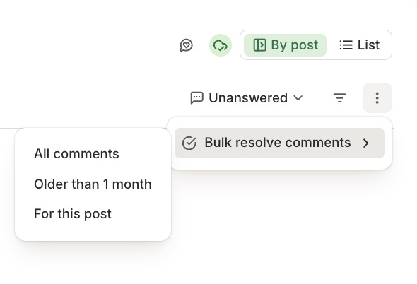 Buffer Community - Bulk resolve comments options