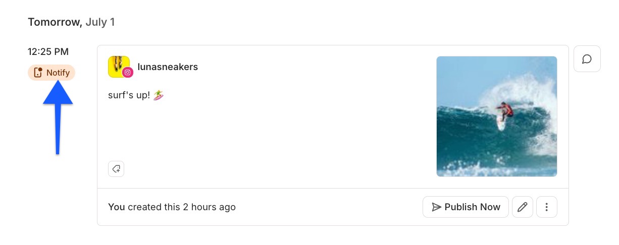 Buffer notify indicator on scheduled post