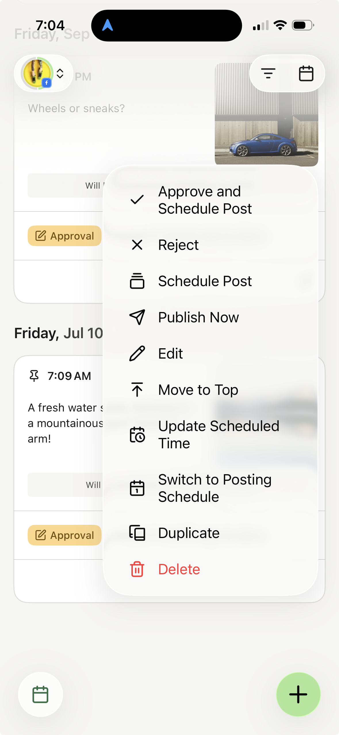 Buffer mobile app - Approve and Schedule Post on Drafft