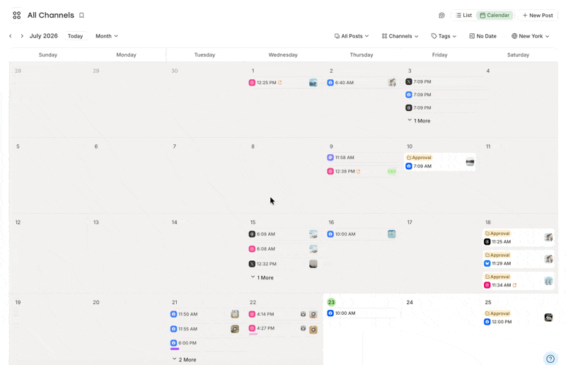 GIF of opening No Date sidebar and moving undated draft to calendar and back