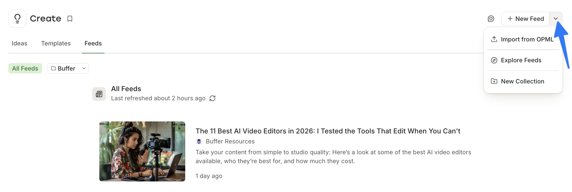 + New Feed options