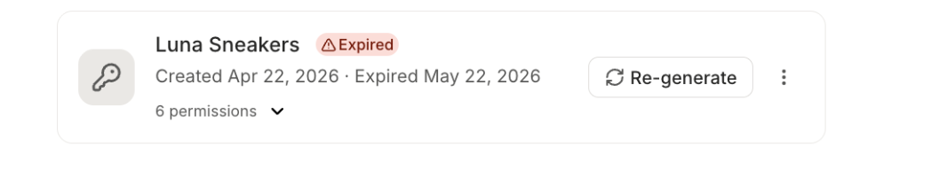 Screenshot of an expired API key in Buffer