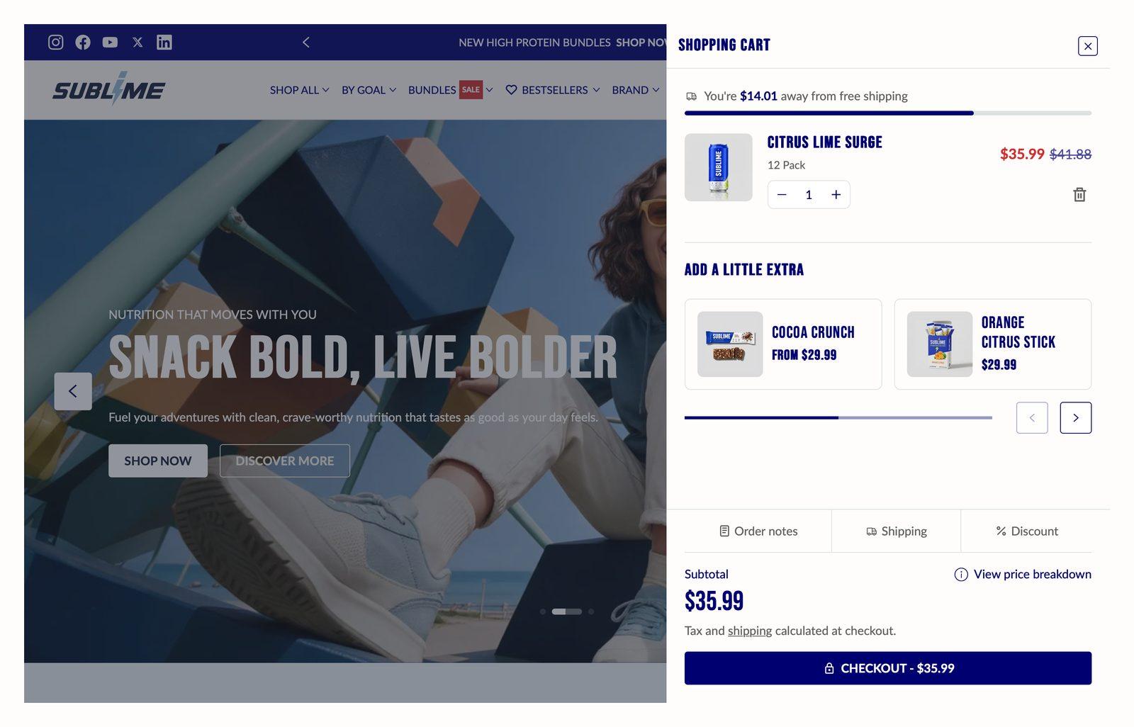 Cart drawer overlay in the Sublime theme