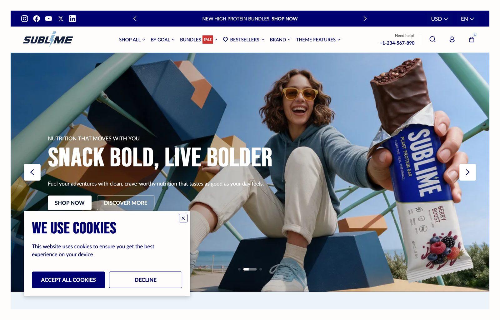 Cookie banner overlay in the Sublime theme