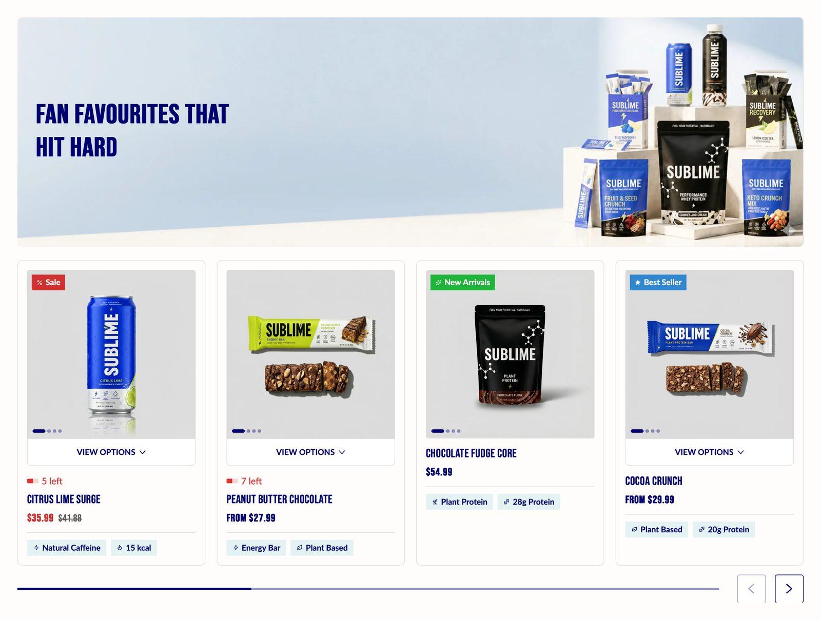 Image with product cards section in the Sublime theme