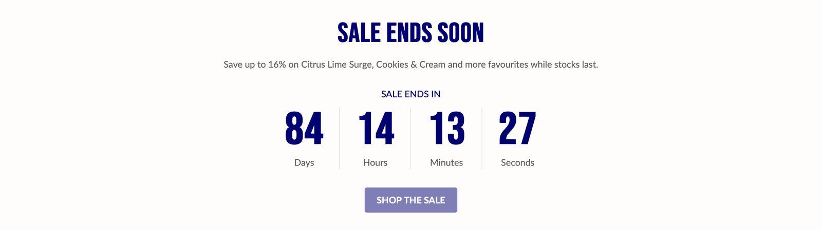 Sales countdown section in the Sublime theme