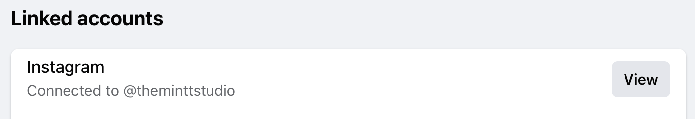 Screenshot of a Facebook account showing the Instagram account connected to the Facebook Page.