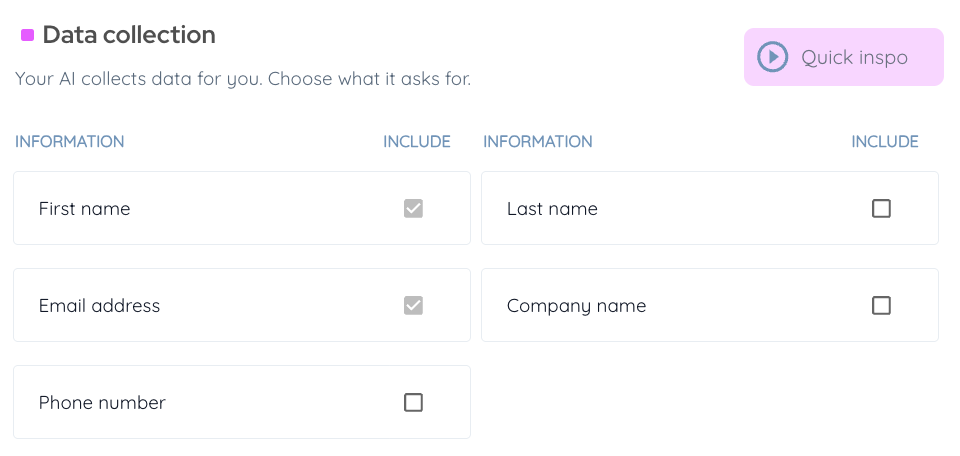 Data collection options