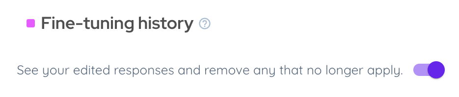 Fine-tuning history toggle