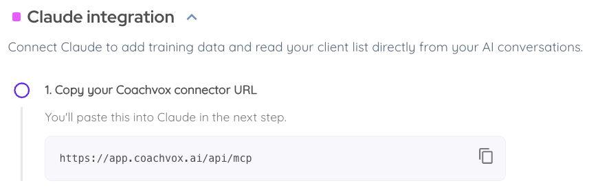 Claude integration - connector URL