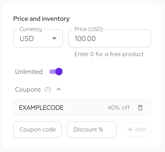 Coachcart example coupon code