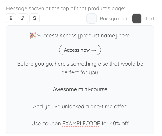 Coachcart - Redirect page example message