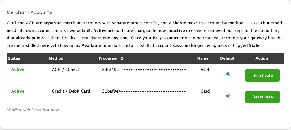 Merchant Accounts table