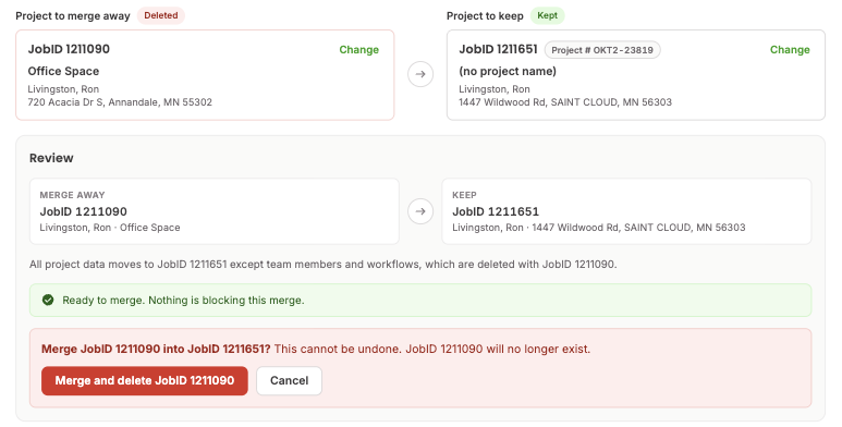 Ready to merge with the confirm step open