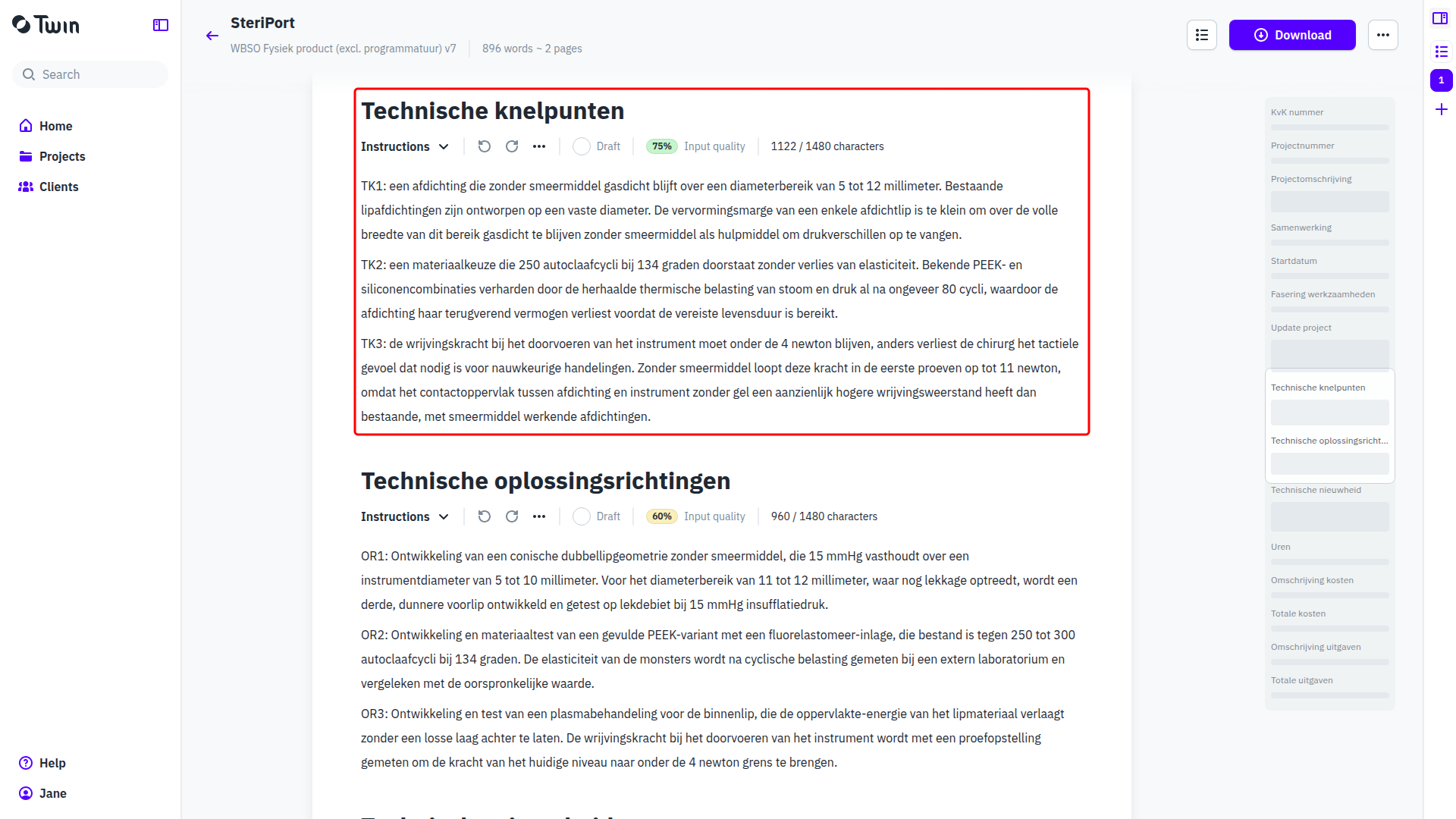 De sectie Technische knelpunten van het vervolgdocument met de drie knelpunten onder hun oorspronkelijke nummers, omkaderd