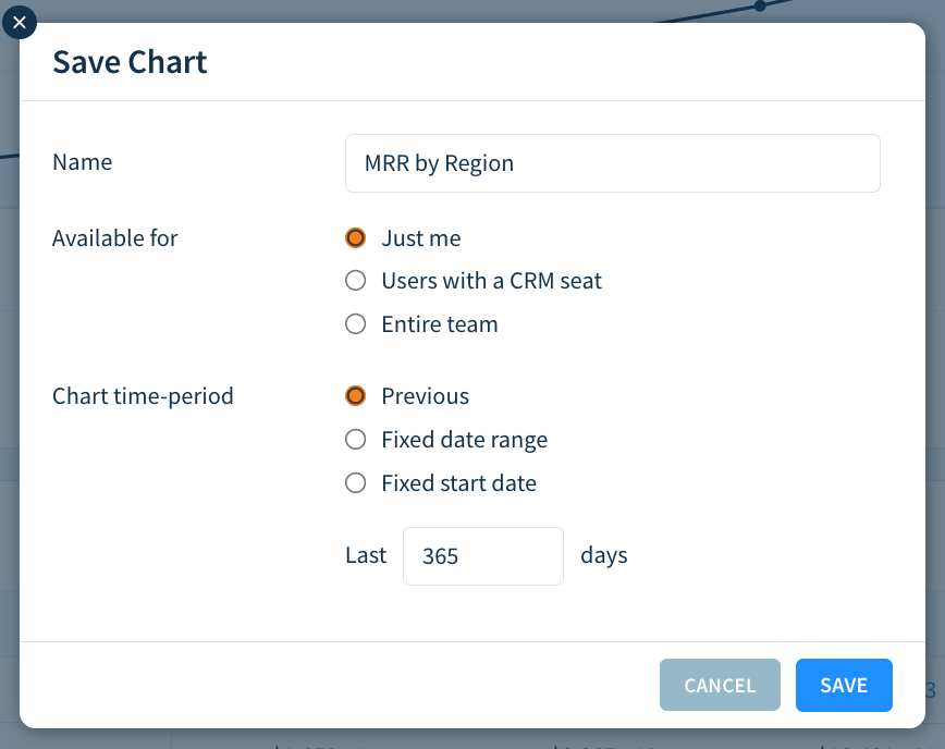 Screenshot of the Save Chart dialog with options described here.