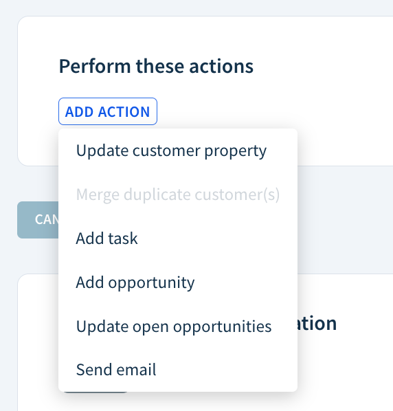 Screenshot of the Perform these actions section.