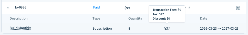 Screenshot of an invoice with the amount highlighted so the tax is visible.